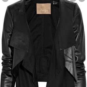 Max Azria cotton paneled leather jacket